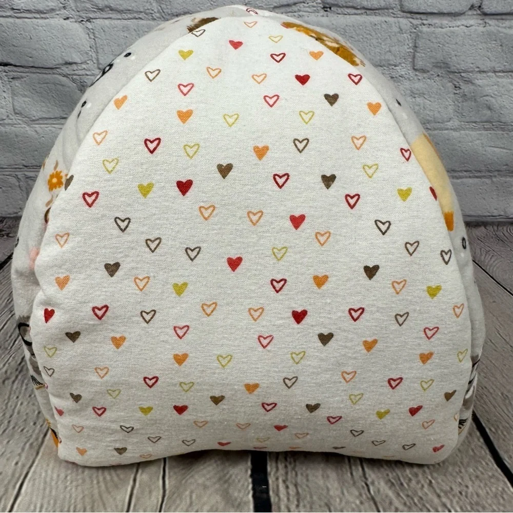 Guinea Pig Handmade Hut Bed Soft Flannel Fleece Hearts Bearded Dragon Rust Cream
